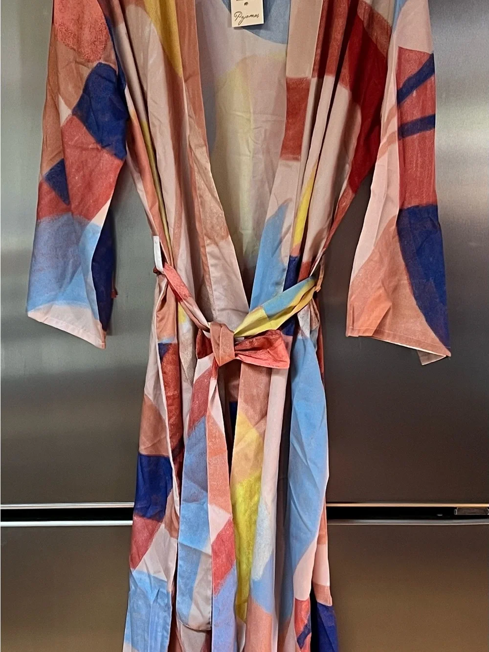 Geometric Print Wrap Robe/Pyjamas in Multicolor